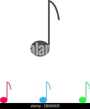 Icona nota musicale piatta. Pittogramma a colori su sfondo bianco. Simbolo di illustrazione vettoriale e icone bonus Illustrazione Vettoriale