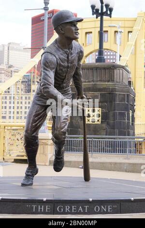 Statua di Roberto Clemente nella città di Pittsburgh Foto Stock