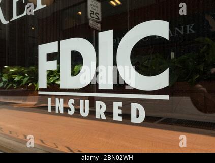 Firma FDIC per i membri della banca, NYC, USA Foto Stock