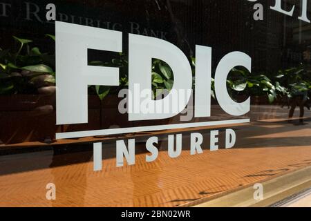 Firma FDIC per i membri della banca, NYC, USA Foto Stock