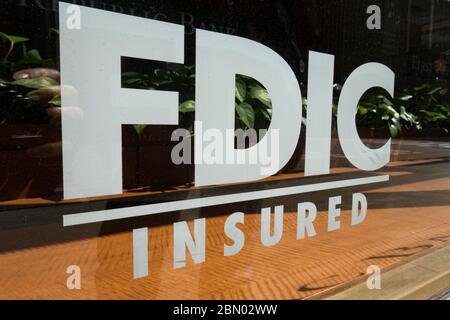 Firma FDIC per i membri della banca, NYC, USA Foto Stock