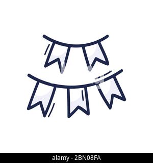 Simpatici balletti in mano disegnati in colori di stile cartoon per decorazioni nautiche o il quarto di luglio disegni Illustrazione Vettoriale