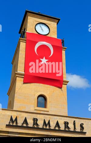 Torre dell'orologio di Piazza della Gioventù, Marmaris, Provincia di Mugla, Turchia Foto Stock