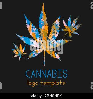 Logo marijuana. Cannabis in uno stile semplice e moderno. Illustrazione Vettoriale