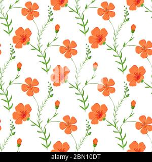 Astratto elegante motivo botanico senza cuciture con sfondo floreale. Motivo floreale Vector senza cuciture con fiori luminosi e foglie verdi Illustrazione Vettoriale