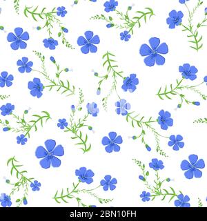 Astratto elegante motivo botanico senza cuciture con sfondo floreale. Motivo floreale Vector senza cuciture con fiori luminosi e foglie verdi Illustrazione Vettoriale