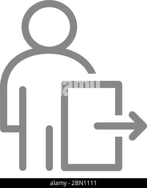 Profilo utente con icona della riga del segnale di uscita. Simbolo di navigazione pubblica Illustrazione Vettoriale