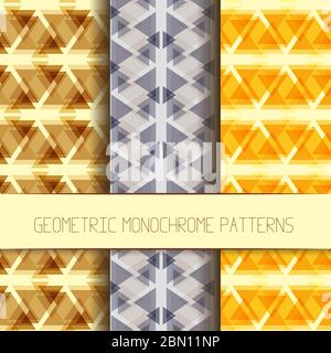 Raccolta di modelli monocromatici astratti. Set di moderni motivi geometrici monocromatici. Collezione di bac monocromatico astratto unico e moderno Illustrazione Vettoriale