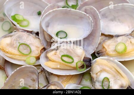 Cucina tradizionale giapponese, vongole di asari bollite in burro, batayaki Foto Stock