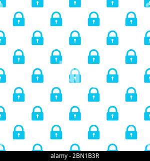 Simbolo di blocco blu motivo senza giunture su vettore di sfondo bianco. Design semplice e piatto, stile minimalista, concetto di sicurezza. Illustrazione vettoriale di stock Illustrazione Vettoriale