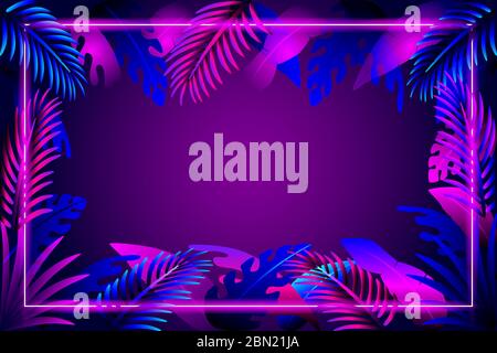 Astratto lascia lo sfondo con vettore libero di fotogrammi al neon Illustrazione Vettoriale