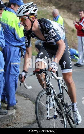 Chris Anker Sørensen di Saxo Bank durante il Tour d'Italie Mestre – Monte Zoncolan (222 km) il 23 maggio 2010 a Monte Zoncolan ,Italie - Foto Laurent Lairys / DPPI Foto Stock