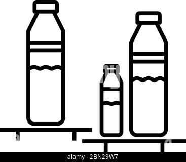 Bella bottiglia scaffale linea icona nera Illustrazione Vettoriale