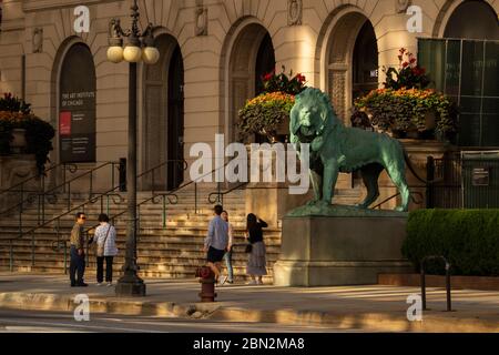 Ingresso frontale dell'Art Institute of Chicago, Illinois Foto Stock