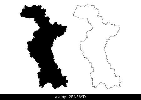 Zibo City (Repubblica popolare Cinese, Provincia di Shandong) mappa vettoriale illustrazione, schizzo di scarabocchio Città di Zibo mappa Illustrazione Vettoriale