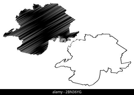 Città di Saransk (Federazione Russa, Russia, Repubblica di Mordovia) mappa vettore illustrazione, schizzo abbozzare Città di Saransk mappa Illustrazione Vettoriale