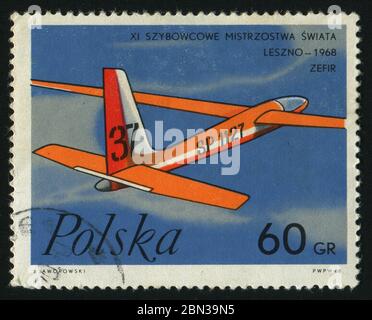 POLONIA - CIRCA 1968: Aereo vola. Zephyr Glider, circa 1968. Foto Stock