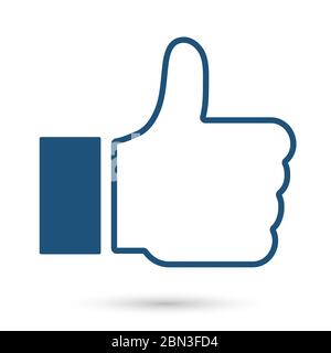 Icona simile. Pollici in su. Miglior acquisto. La scelta migliore. Per i servizi di social networking. Contorno del vettore linea blu Figura parte Illustrazione Vettoriale