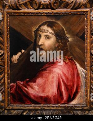 El Greco. Cristo che porta la sua croce, c. 1570. Olio su legno. Esposto al Grand Palais di Parigi, Francia. Foto Stock