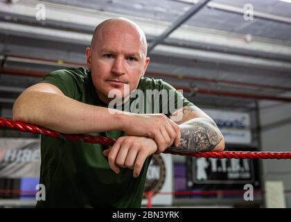 Stockport, Regno Unito. 03 maggio 2018. Matthew 'Mago' Hatton. L'ex boxer professionista ha avuto il titolo europeo dei pesi a saldatore e ha sfidato il titolo dei pesi medi leggeri WBC. Ora gestisce la palestra/centro fitness Magic Hatton. Foto di Matthew Lofthouse - fotografo freelance Foto Stock