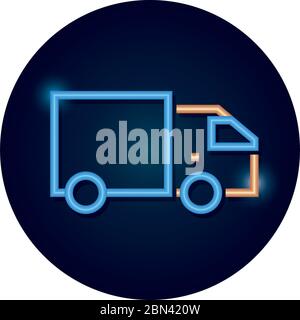 icona del carrello di carico su sfondo bianco, stile neon, illustrazione vettoriale Illustrazione Vettoriale