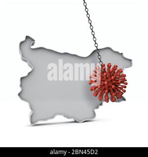 Bulgaria semplice mappa 3D colpito da coronavirus. Rendering 3D Foto Stock