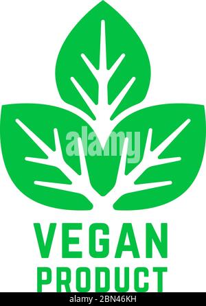 prodotto vegano logo verde isolato su bianco Illustrazione Vettoriale