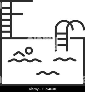 icona singola minima della piscina con scala Illustrazione Vettoriale