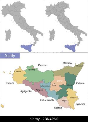 La Sicilia è l'isola più grande del Mediterraneo Illustrazione Vettoriale