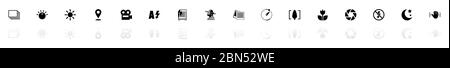 Icone modalità Foto - simbolo di illustrazione orizzontale nero su sfondo bianco con riflesso ombra speculare. Icona vettore piatto. Illustrazione Vettoriale