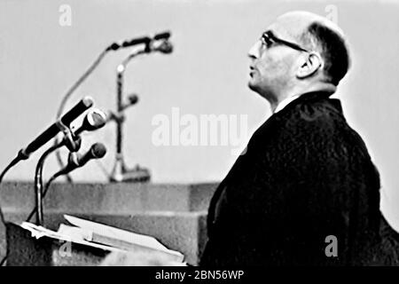 Gideon Hausner - Procuratore durante il processo di Eichmann a Gerusalemme, novembre 1961 Foto Stock