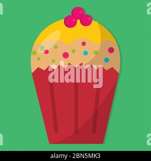 cupcake isolato per l'illustrazione vettoriale del concetto di pasticceria alimentare Illustrazione Vettoriale