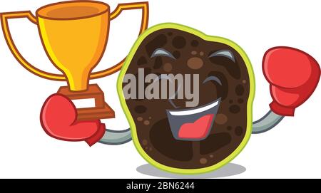 Un elegante inscatolamento vincitore di firmicutes caricature design concept Illustrazione Vettoriale