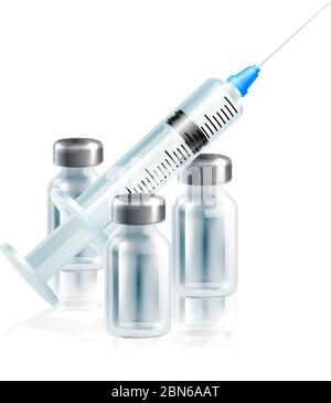 Iniezione vaccino Medicina vaccinazione a siringa Illustrazione Vettoriale