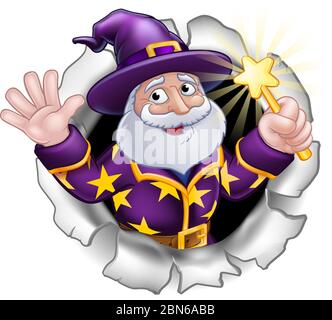 Procedura guidata con Wand Breaking through background Illustrazione Vettoriale