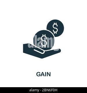 Icona guadagno dalla raccolta di investimenti. Semplice icona di guadagno di linea per modelli, web design e infografica Illustrazione Vettoriale