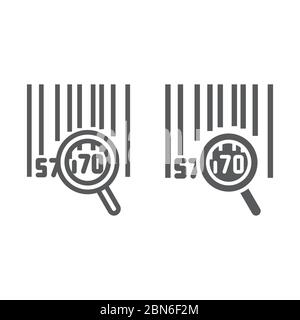 Linea di ricerca codice a barre e icona glifo, logistica e consegna, grafica vettoriale per i segni di tracciamento degli ordini, icona lineare su sfondo bianco, eps 10. Illustrazione Vettoriale