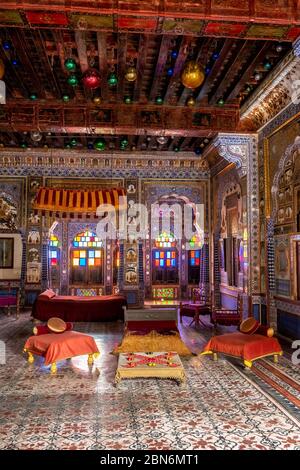 Camera di Takhat Vilas Maharaja stanza di Takhat Singh nel forte di Mehrangarh. Jodhpur, Rajasthan, India Foto Stock