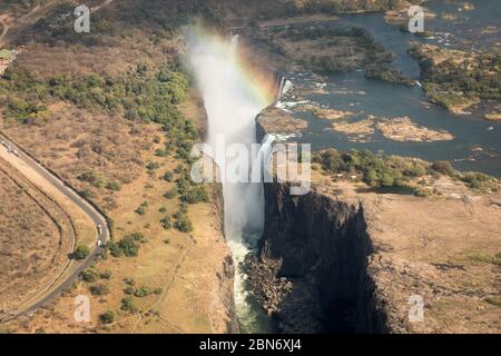 Cascata delle Cascate Vittoria vista dall'aria. Foto Stock