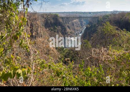 Cascata delle Cascate Vittoria vista dall'aria. Foto Stock