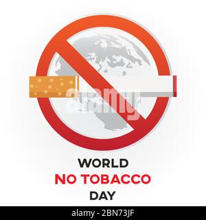 mondo no tabacco giorno sfondo testo, biglietto di auguri o poster per la campagna smettere di fumare Illustrazione Vettoriale