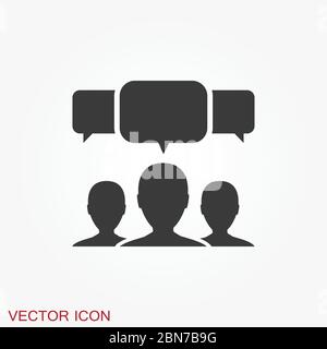 Icona del vettore di conversazione. Dialogo, contatto, simbolo di conversazione isolato sullo sfondo. Illustrazione Vettoriale