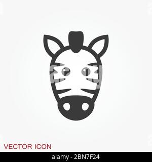 Icona Zebra isolata su sfondo bianco, zoo animale Illustrazione Vettoriale