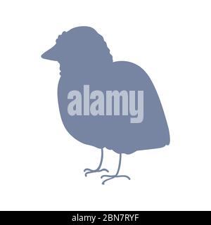 Cute french casale chick silhouette vettoriale clipart. Pollame di stile rustico disegnato a mano. Illustrazione di paese di pollo per l'immagine di fattoria EPS 10. Illustrazione Vettoriale