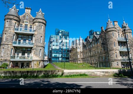 Ex Royal Infirmary riqualificazione di appartamenti di lusso a Quartermile con vista sui Meadows a Edimburgo, Scozia, Regno Unito Foto Stock