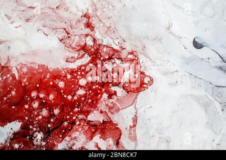 Astratto sfondo di pittura moderna. Arte contemporanea inchiostri a base di olio e alcol dipinti su tela. Miscelazione di tecniche di pittura. Foto Stock