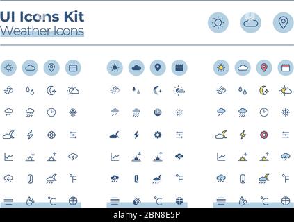 Kit icone interfaccia meteo Illustrazione Vettoriale