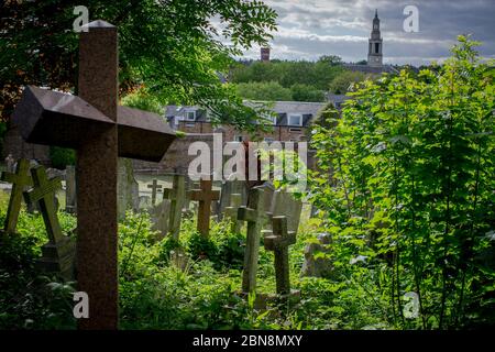 West Norwood, Regno Unito. 13 maggio 2020. West Norwood Cemetery a South London, Inghilterra. Il West Norwood Cemetery è un cimitero rurale di 40 acri a West Norwood a Londra, Inghilterra. Era anche conosciuto come il Cimitero Metropolitano del Sud. Il cimitero contiene 52 tombe di guerra del Commonwealth della seconda guerra mondiale e 136 della prima guerra mondiale (foto di Sam Mellish / Alamy Live News) Foto Stock