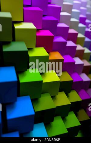 Sfondo diagonale geometrico colorato, concetto di disegno grafico, verticale. Illustrazione 3D Foto Stock