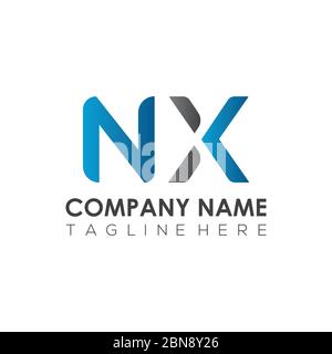 Modello vettore di progettazione del logo Letter NX iniziale. Design creativo del logo lettera Abstract NX Illustrazione Vettoriale